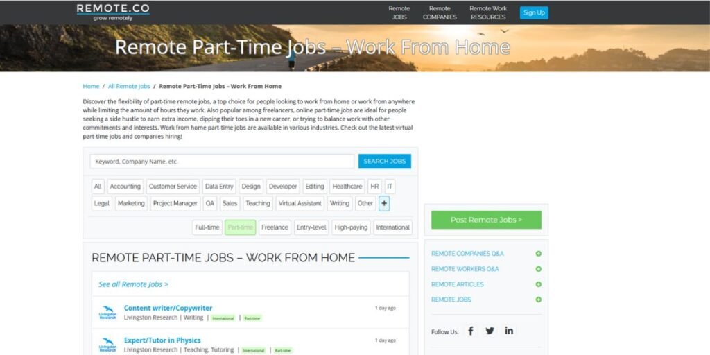 Remote.co - Remote Part Time Jobs
